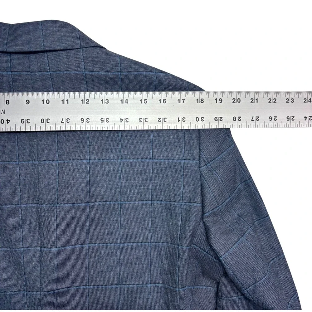 Tommy Hilfiger 38R Blue Sharkskin Windowpane Blazer Jacket Sport Suit Coat